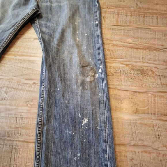 Levi's 505 Jeans 35x29 Regular Fit Straight Distressed Destroyed Paint Splatter - Picture 6 of 13